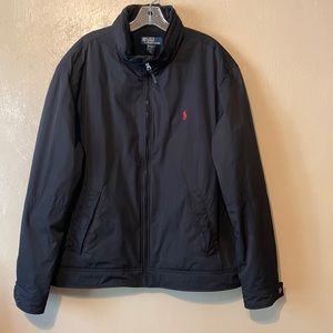 Polo by Ralph Lauren size XXL black coat red horse logo zipper pockets hood